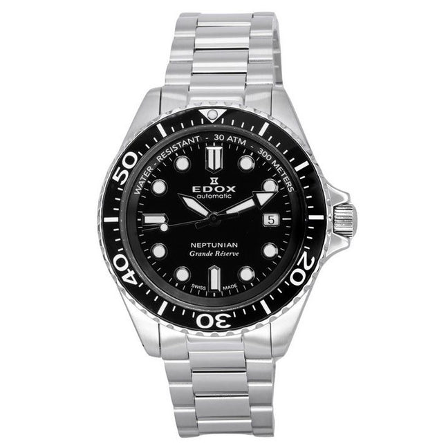Edox Neptunian Grande Reserve Date Black Dial Automatic Diver's 80801 3NM NIN 300M Men's Watch