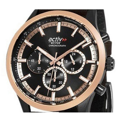 Westar Activ Chronograph Leather Strap Black Dial Quartz 90265BPN603 100M Men's Watch