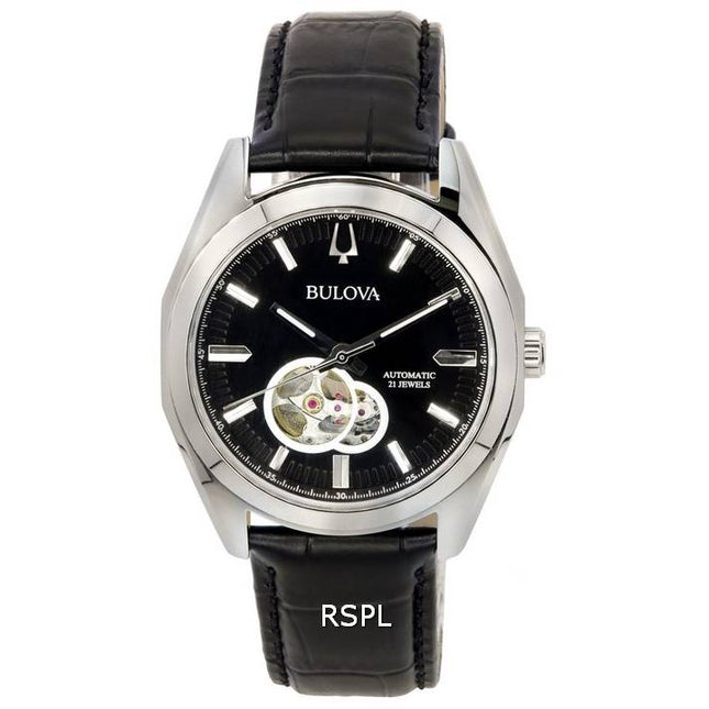 Bulova Surveyor Black Open Heart Dial Automatic 96A273 Men's Watch