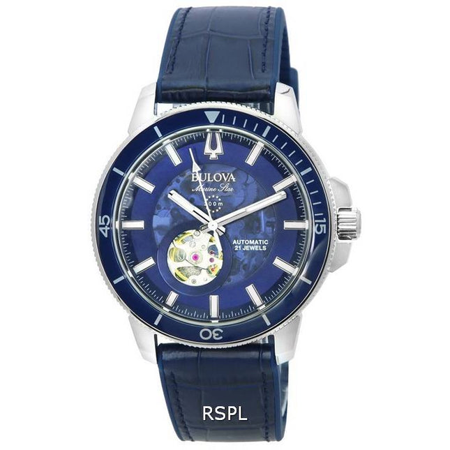Bulova Marine Star Open Heart Blue Dial Automatic Diver's 96A291 200M Men's Watch