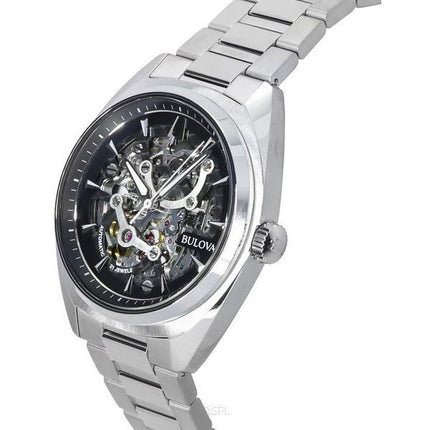 Bulova Classic Surveyor Stainless Steel Silver Skeleton Dial Automatic 96A293 Mens Watch