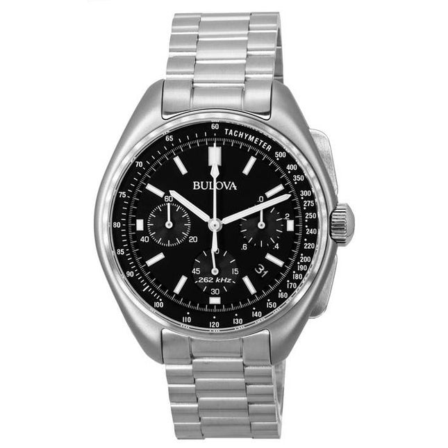 Bulova Lunar Pilot Chronograph Stainless Steel Black Dial Quartz 96B258 Men's Watch