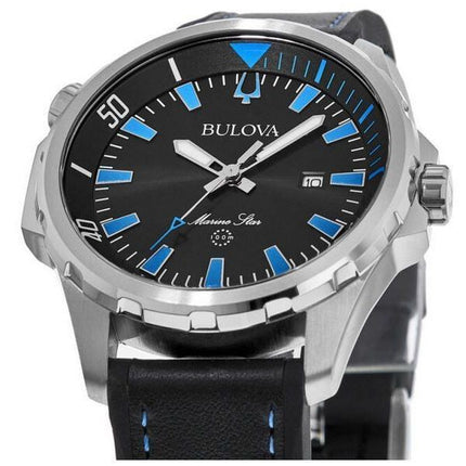 Bulova Marine Star Silicon Strap Black Dial Quartz 96B337 100M Mens Watch