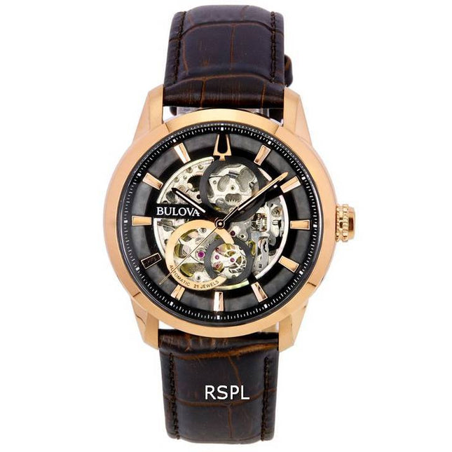 Bulova Classic Sutton Black Skeleton Dial Automatic 97A169 Men's Watch