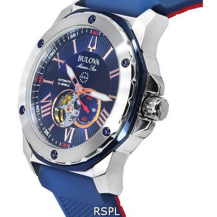 Bulova Marine Star Open Heart Blue Dial Automatic Diver's 98A282 200M Men's Watch
