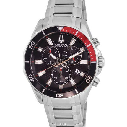 Bulova Chronograph Stainless Steel Black Dial Quartz 98B344 100M Mens Watch