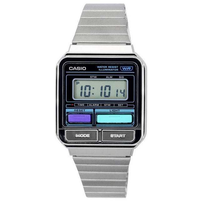 Casio Vintage Digital Stainless Steel Bracelet Quartz A120WE-1A A120WE-1 Unisex Watch