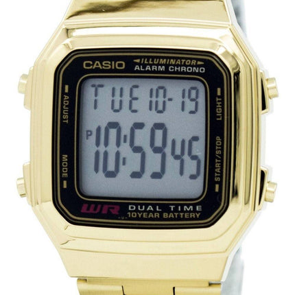 Casio Digital Stainless Steel Alarm Chrono Dual Time A178WGA-1ADF A178WGA-1A Mens Watch