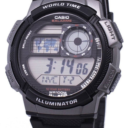 Casio Youth Series Digital World Time AE-1000W-1BVDF AE-1000W-1BV Mens Watch
