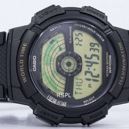Casio Youth Illuminator World Time World Map AE-1100W-1BV AE1100W-1BV Men's Watch