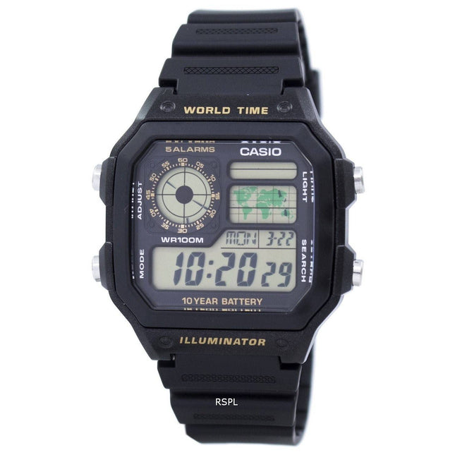 Casio Youth Series Digital World Time AE-1200WH-1BVDF AE-1200WH-1BV Mens Watch