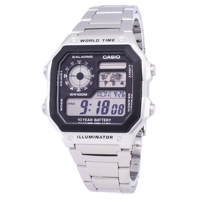 Casio Digital World Time WR100M AE-1200WHD-1AVDF AE-1200WHD-1AV Men's Watch