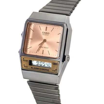 Casio Vintage Analog Digital Stainless Steel Salmon Dial Quartz AQ-800ECGG-4A Unisex Watch