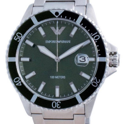 Emporio Armani Green Dial Stainless Steel Quartz AR11338 100M Men's Watch