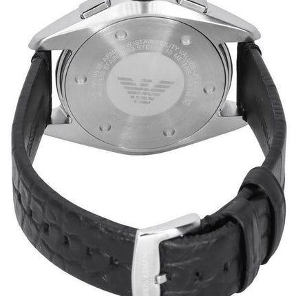 Emporio Armani Claudio Chronograph Black Leather Strap Black Dial Quartz AR11542 Mens Watch