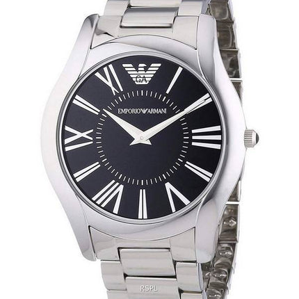 Emporio Armani Super Slim Black Dial Stainless Steel Quartz AR2022.G Mens Watch