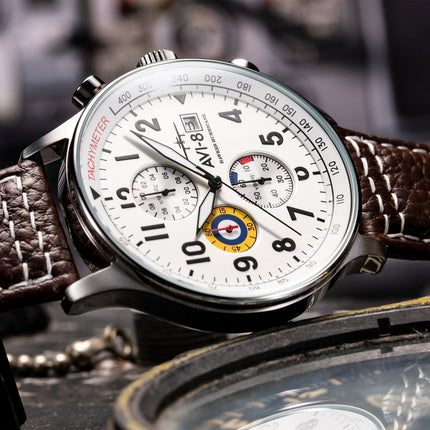 AVI-8 Hawker Hurricane Classic Chronograph Classic White Dial Quartz AV-4011-01 Men's Watch