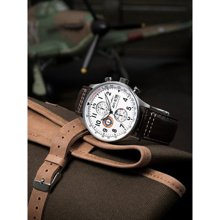 AVI-8 Hawker Hurricane Classic Chronograph Classic White Dial Quartz AV-4011-01 Men's Watch