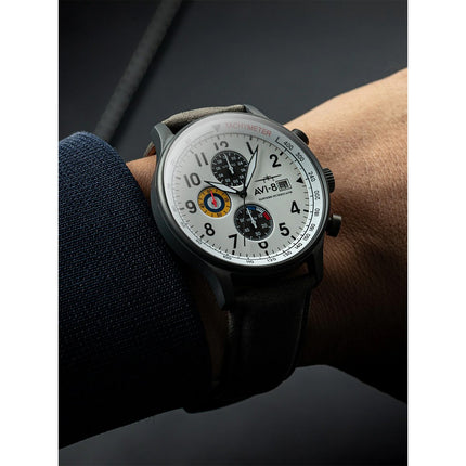 AVI-8 Hawker Hurricane Classic Chronograph Ivory Grayscale White Dial Quartz AV-4011-0B Men's Watch