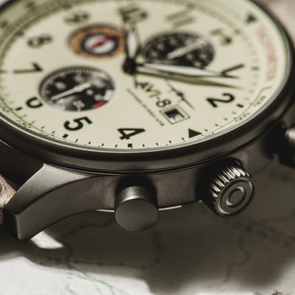 AVI-8 Hawker Hurricane Classic Chronograph Cream Beige Dial Quartz AV-4011-0C Men's Watch