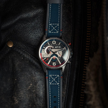 AVI-8 Hawker Harrier Dual Retrograde Chronograph Admiral Black Steel Black Dial Quartz AV-4056-09 Men's Watch