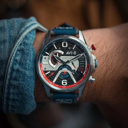 AVI-8 Hawker Harrier Dual Retrograde Chronograph Admiral Black Steel Black Dial Quartz AV-4056-09 Men's Watch