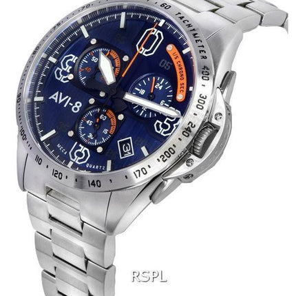 AVI-8 P-51 Mustang Silver Oak Blakeslee Chronograph Blue Dial Quartz AV-4077-22 Mens Watch