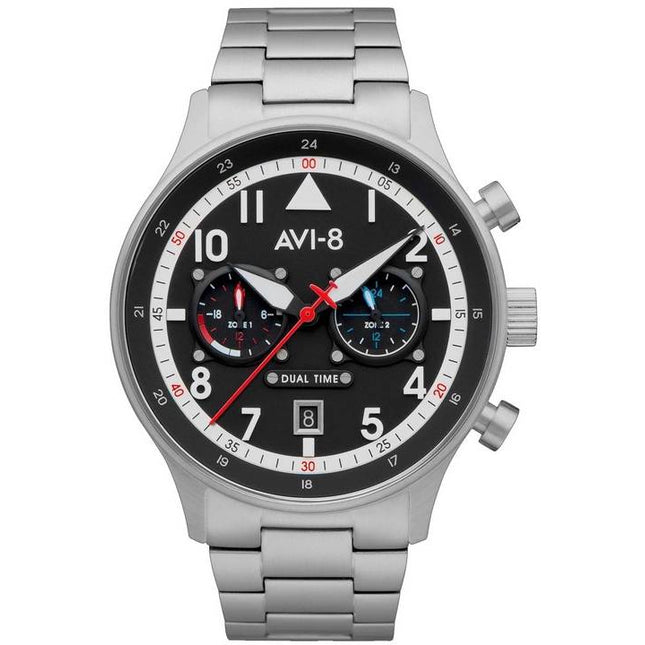 AVI-8 Hawker Hurricane Carey Dual Time Rangoon Black Dial Quartz AV-4088-11 Mens Watch