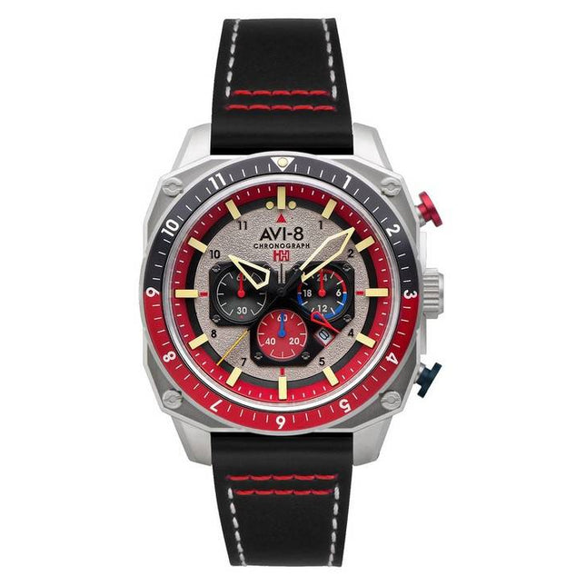 AVI-8 Hawker Hunter Atlas Dual Time Chronograph Hazard Red Quartz AV-4100-03 Men's Watch