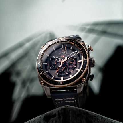 AVI-8 Hawker Hunter Atlas Dual Time Chronograph Charcoal Grey Dial Quartz AV-4100-07 Men's Watch