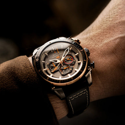 AVI-8 Hawker Hunter Atlas Dual Time Chronograph Charcoal Grey Dial Quartz AV-4100-07 Men's Watch
