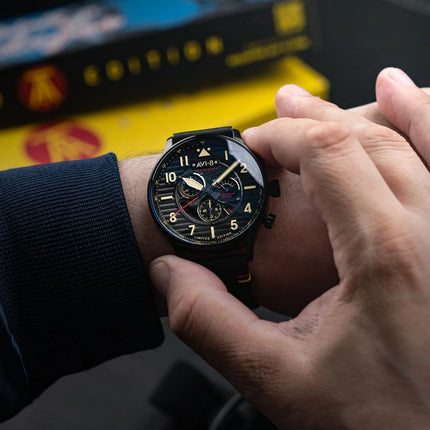 AVI-8 Flyboy Spirit Of Tuskegee Chronograph Limited Edition Anderson Black Dial Quartz AV-4109-01 Men's Watch With Extra strap