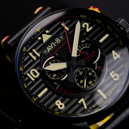 AVI-8 Flyboy Spirit Of Tuskegee Chronograph Limited Edition Anderson Black Dial Quartz AV-4109-01 Men's Watch With Extra strap