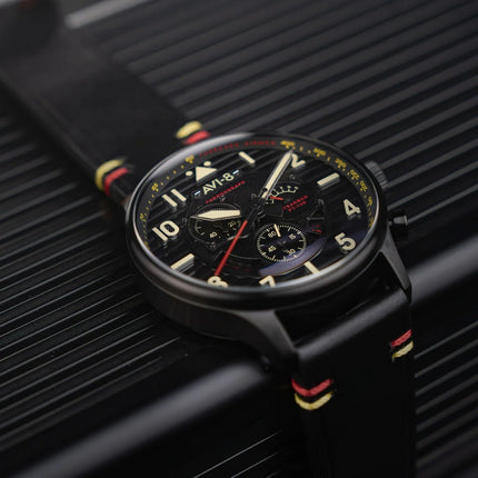 AVI-8 Flyboy Spirit Of Tuskegee Chronograph Limited Edition Anderson Black Dial Quartz AV-4109-01 Men's Watch With Extra strap
