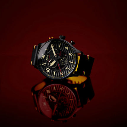 AVI-8 Flyboy Spirit Of Tuskegee Chronograph Limited Edition Anderson Black Dial Quartz AV-4109-01 Men's Watch With Extra strap