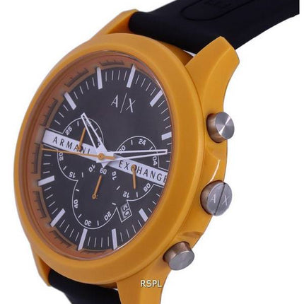 Armani Exchange Hampton Chronograph Silicon Black Dial Quartz AX2438 Mens Watch