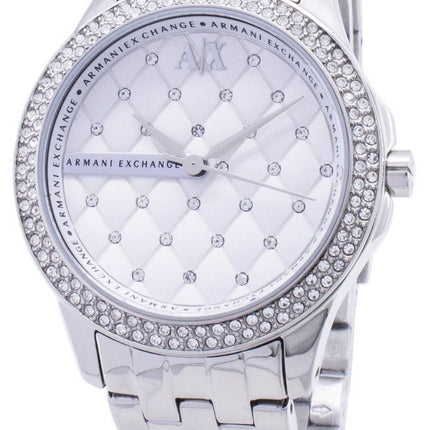 Armani Exchange Lady Hampton Silver Crystals Quilted Dial AX5215 Womens Watch
