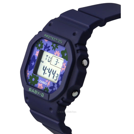 Casio Baby-G Retro Flower Field Digital Blue Resin Strap Quartz BGD-565RP-2 100M Women's Watch