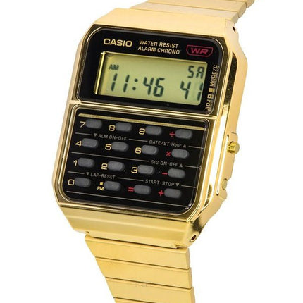Casio Vintage Digital Calculator Gold Tone Stainless Steel Quartz CA-500WEG-1A Mens Watch