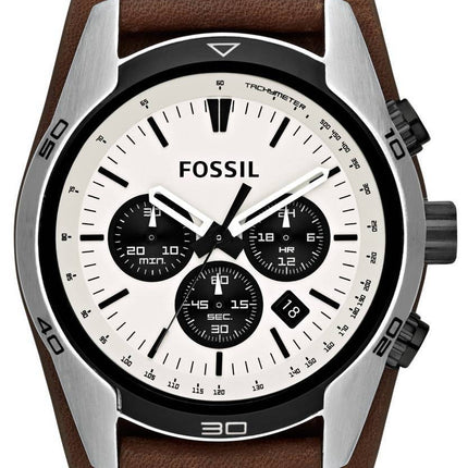 Fossil Coachman Chronograph White Dial Brown Leather CH2890 Mens Watch