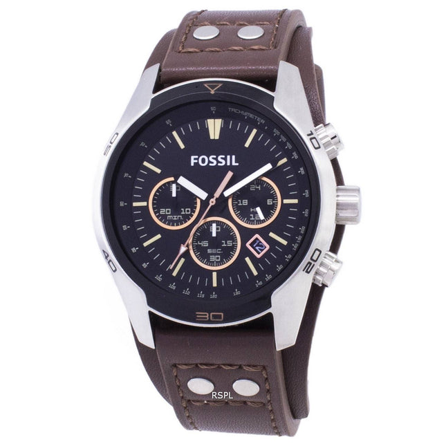 Fossil Coachman Chronograph Black Dial Brown Leather CH2891 Mens Watch