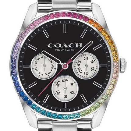 Coach Preston Rainbow Black Dial Crystal Accents Quartz 14503469 Womens Watch