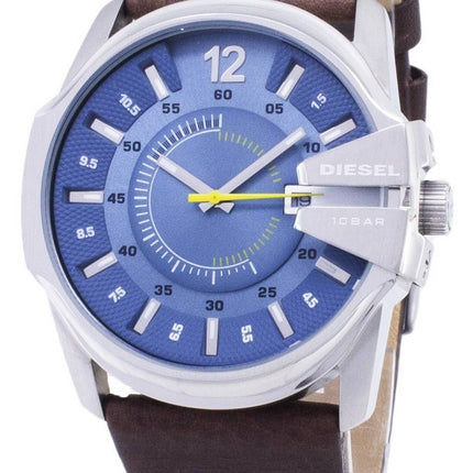 Diesel Mega Chief Quartz Blue Dial Brown Leather DZ1399 Mens Watch