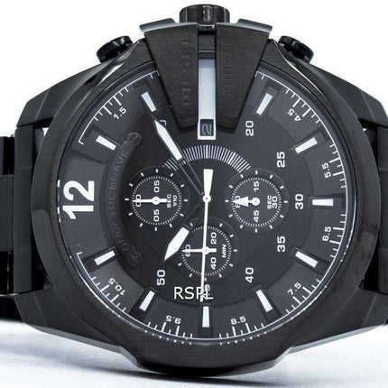 Diesel Mega Chief Quartz Chronograph Grey Dial Black IP DZ4283 Mens Watch