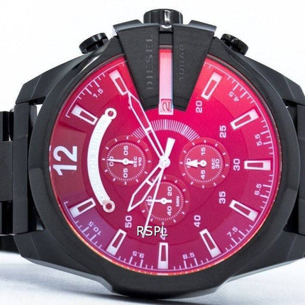 Diesel Mega Chief black Ion Plated Brown Dial DZ4318 Mens Watch