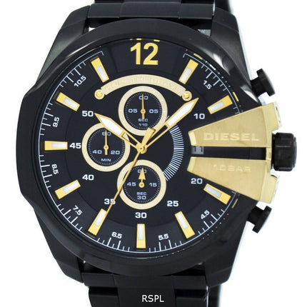 Diesel Mega Chief Quartz Chronograph Black Dial Black IP DZ4338 Mens Watch