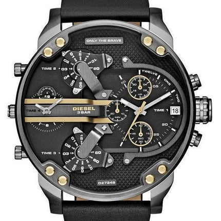 Diesel Mr. Daddy 2.0 Black Dial Black Leather DZ7348 Mens Watch