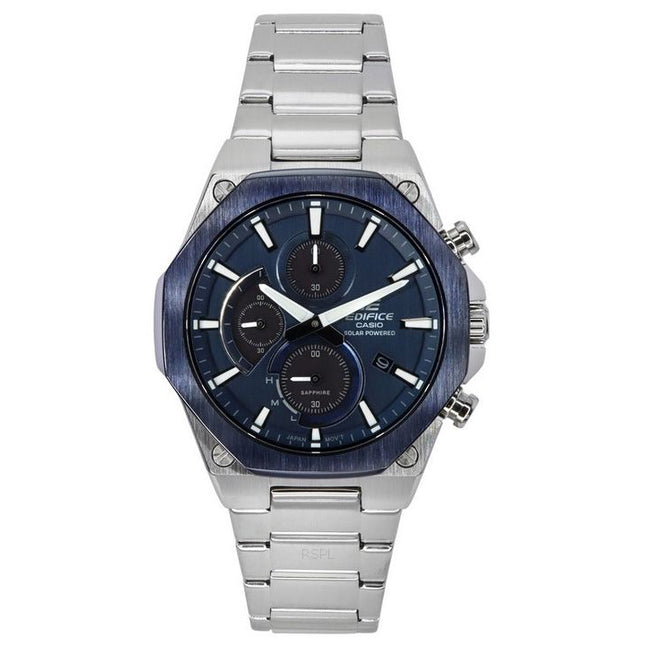 Casio Edifice Analog Slim Line With Sapphire Crystal Chronograph Blue Dial Solar EFS-S570DB-2A 100M Men's Watch