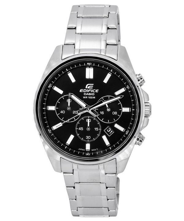Casio Edifice Standard Chronograph Stainless Steel Black Dial Quartz E