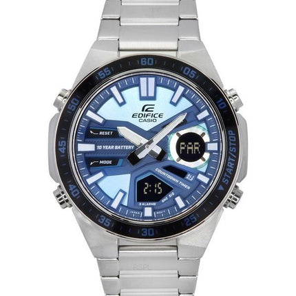 Casio Edifice Analog Digital Stainless Steel Blue Dial Quartz EFV-C110D-2B 100M Men's Watch